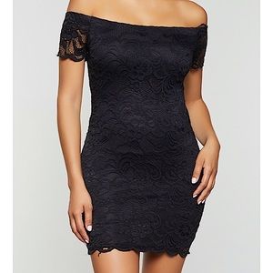 black lace off the shoulder dress